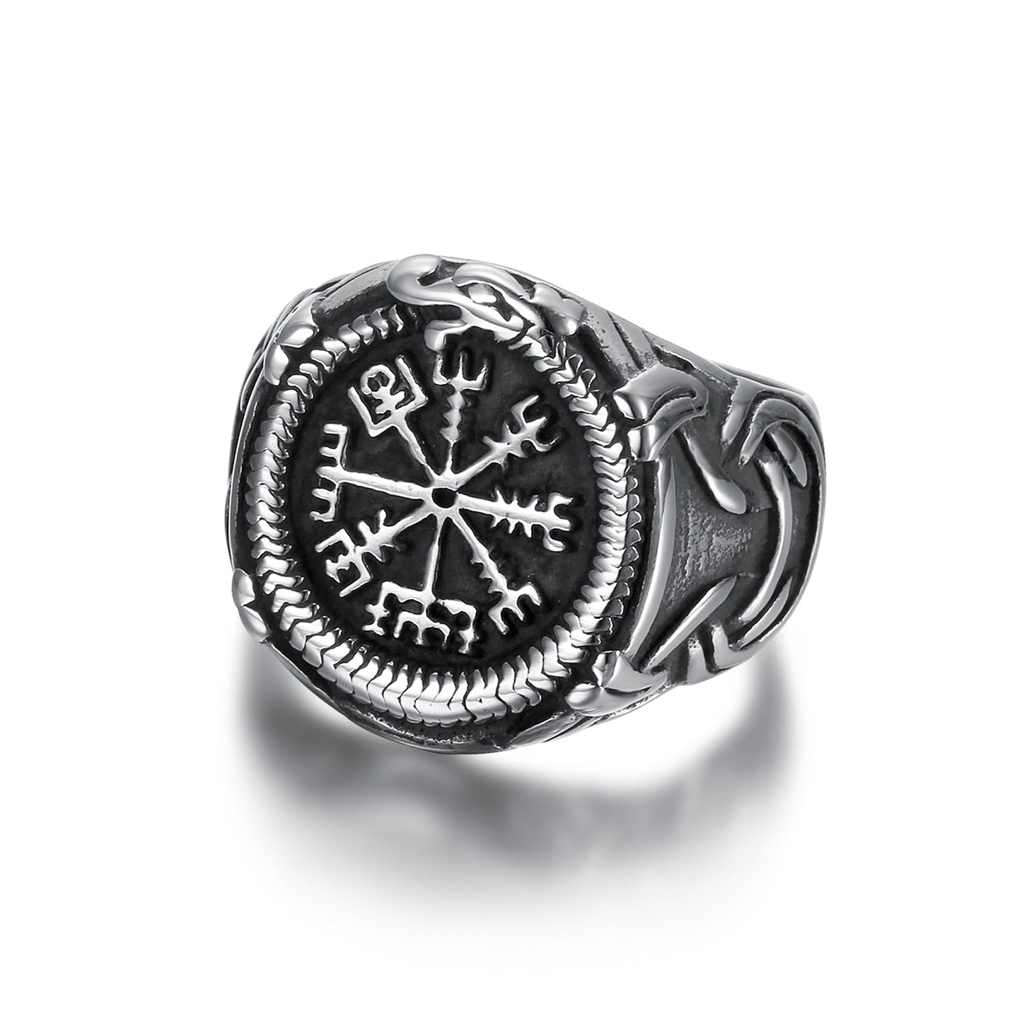 Nordic Pride Handcrafted Stainless Steel Icelandic Stave and Jormungand Ring