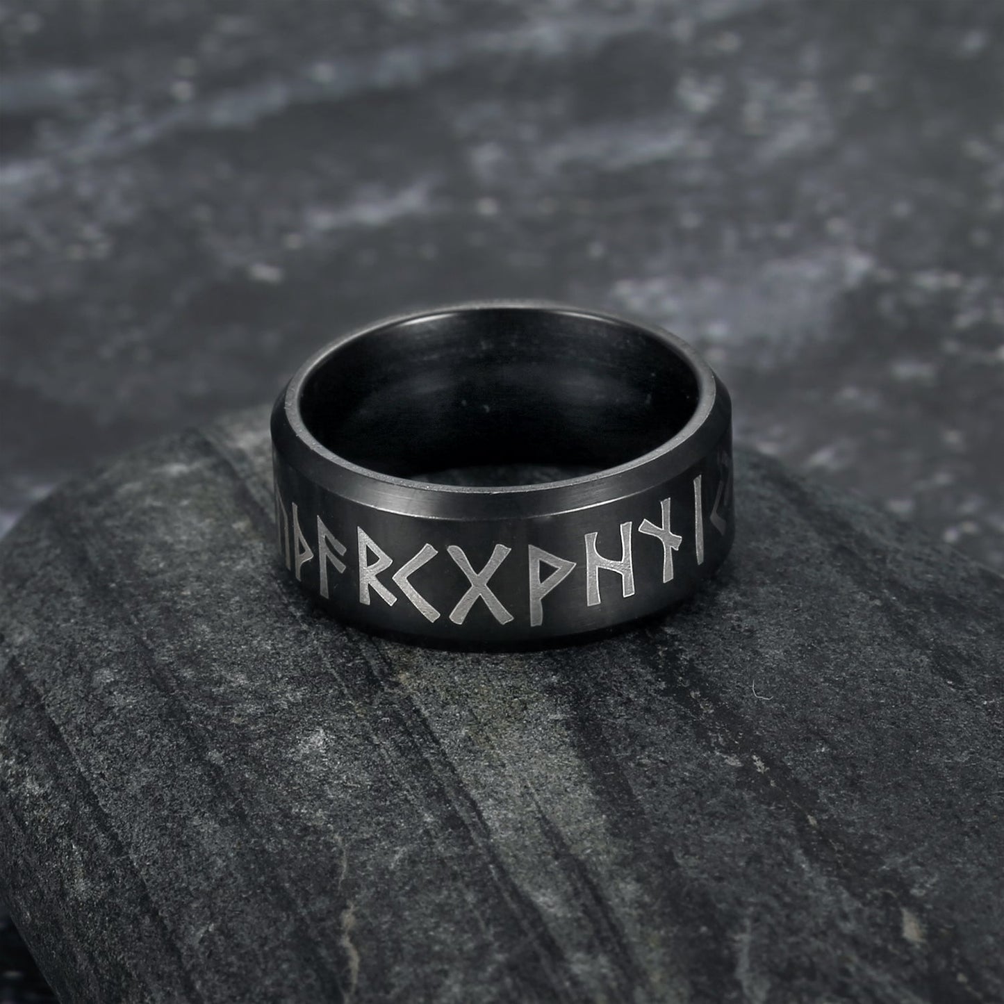 Nordic Pride Handcrafted Stainless Steel Runic Alphabet Ring