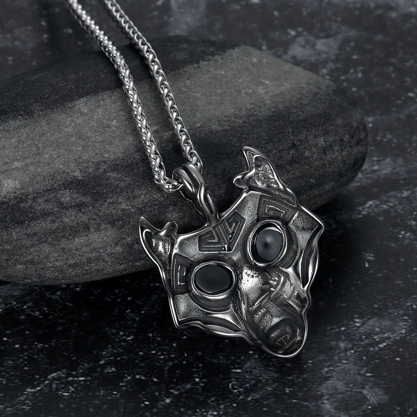 Nordic Pride Handcrafted Stainless Steel Fenrir Pendant on Handcrafted Stainless Steel Chain