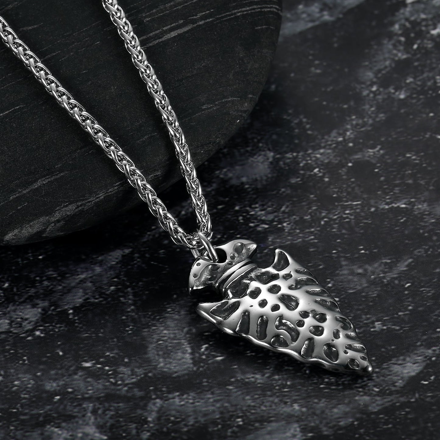 Nordic Pride Handcrafted Stainless Steel Nordic Spear Head Pendant with Helm of Terror