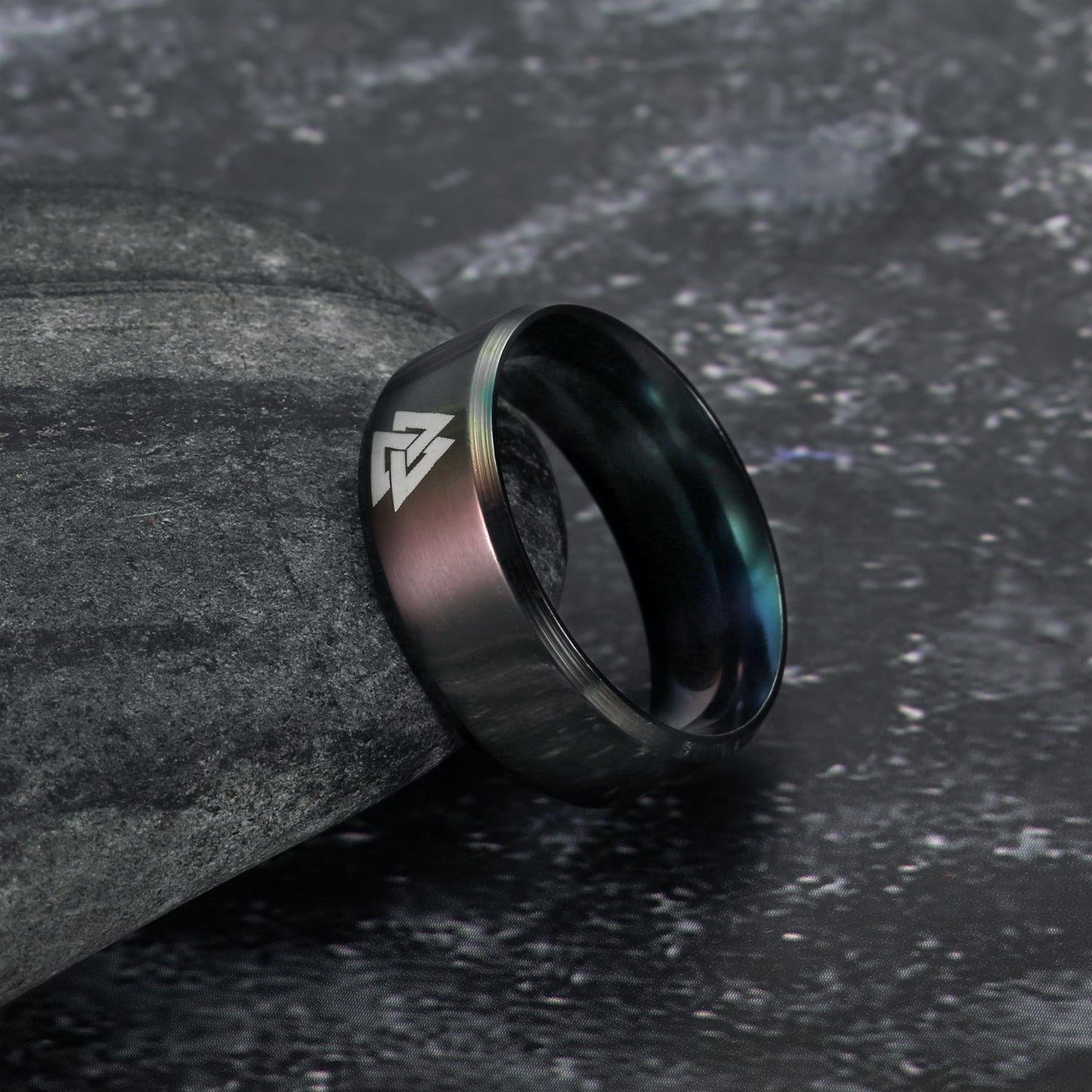 Nordic Pride Black Handcrafted Stainless Steel Valknut Symbol Ring