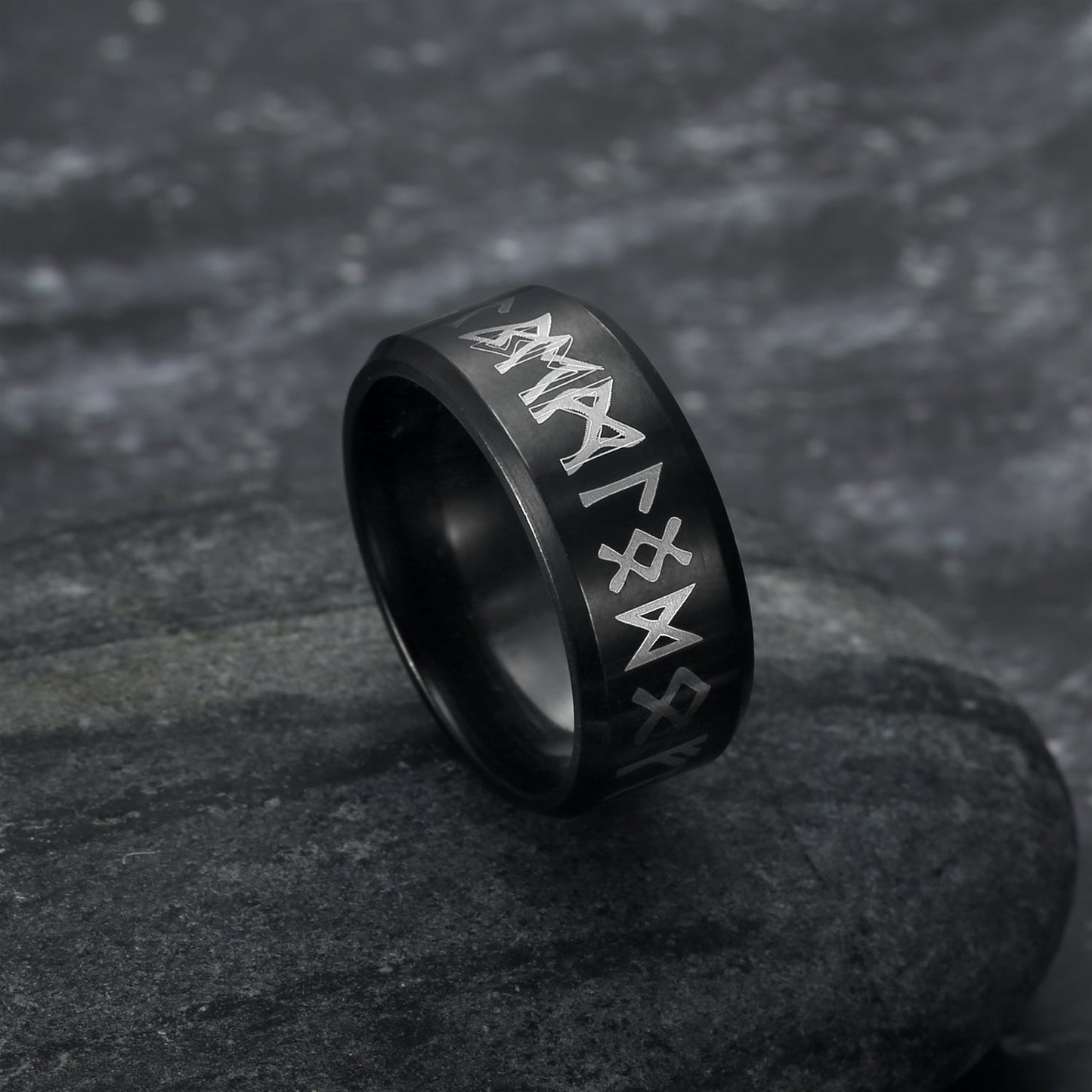 Nordic Pride Handcrafted Stainless Steel Runic Alphabet Ring