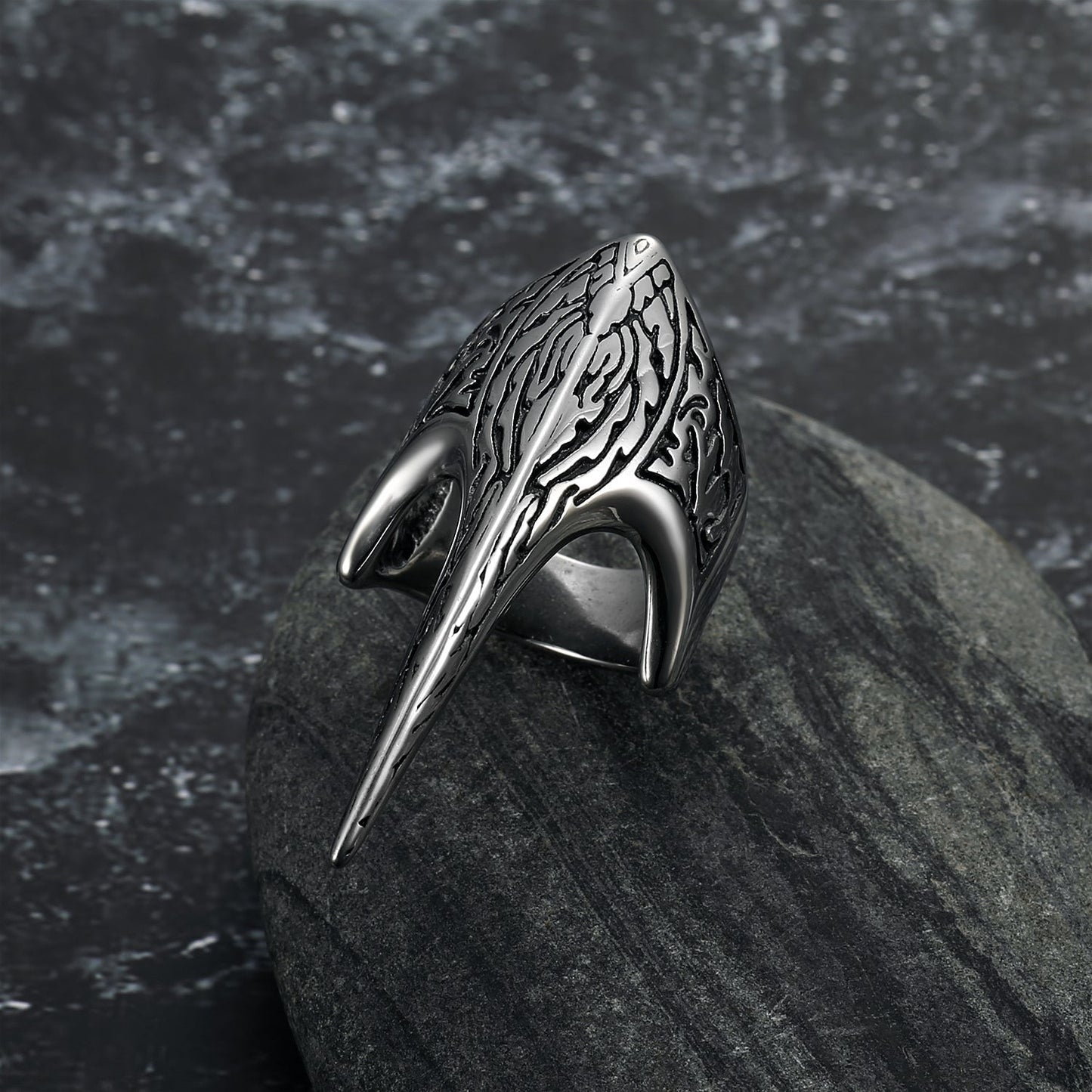 Nordic Pride Handcrafted Stainless Steel Stylized Raven Skull Ring