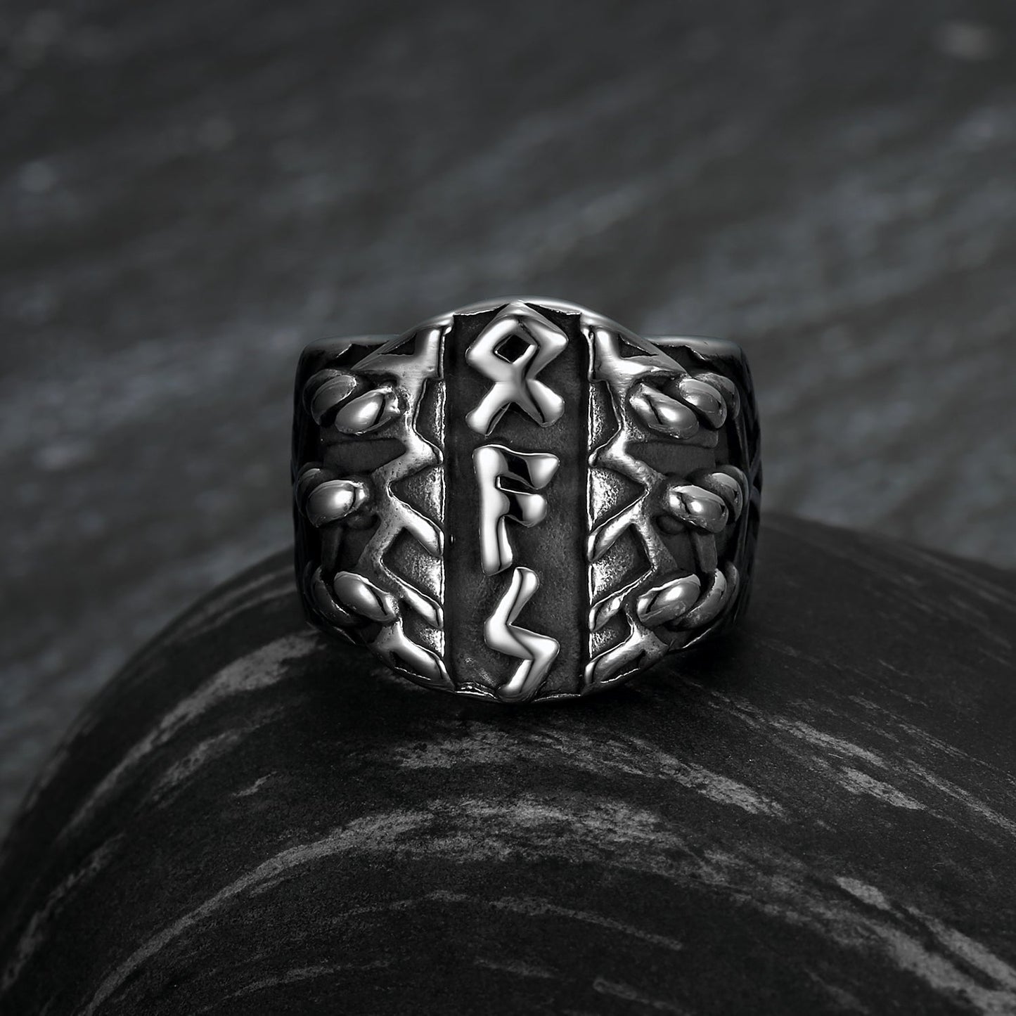 Nordic Pride Handcrafted Stainless Steel Triple Rune Ring