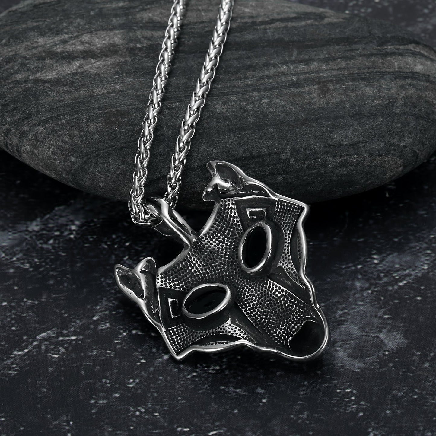 Nordic Pride Handcrafted Stainless Steel Fenrir Pendant on Handcrafted Stainless Steel Chain
