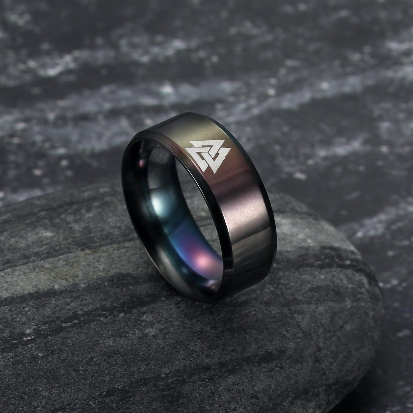 Nordic Pride Black Handcrafted Stainless Steel Valknut Symbol Ring