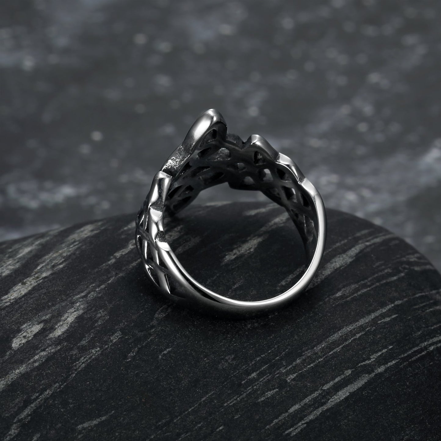 Nordic Pride Handcrafted Stainless Steel Triquetra and Celtic Knot Ring
