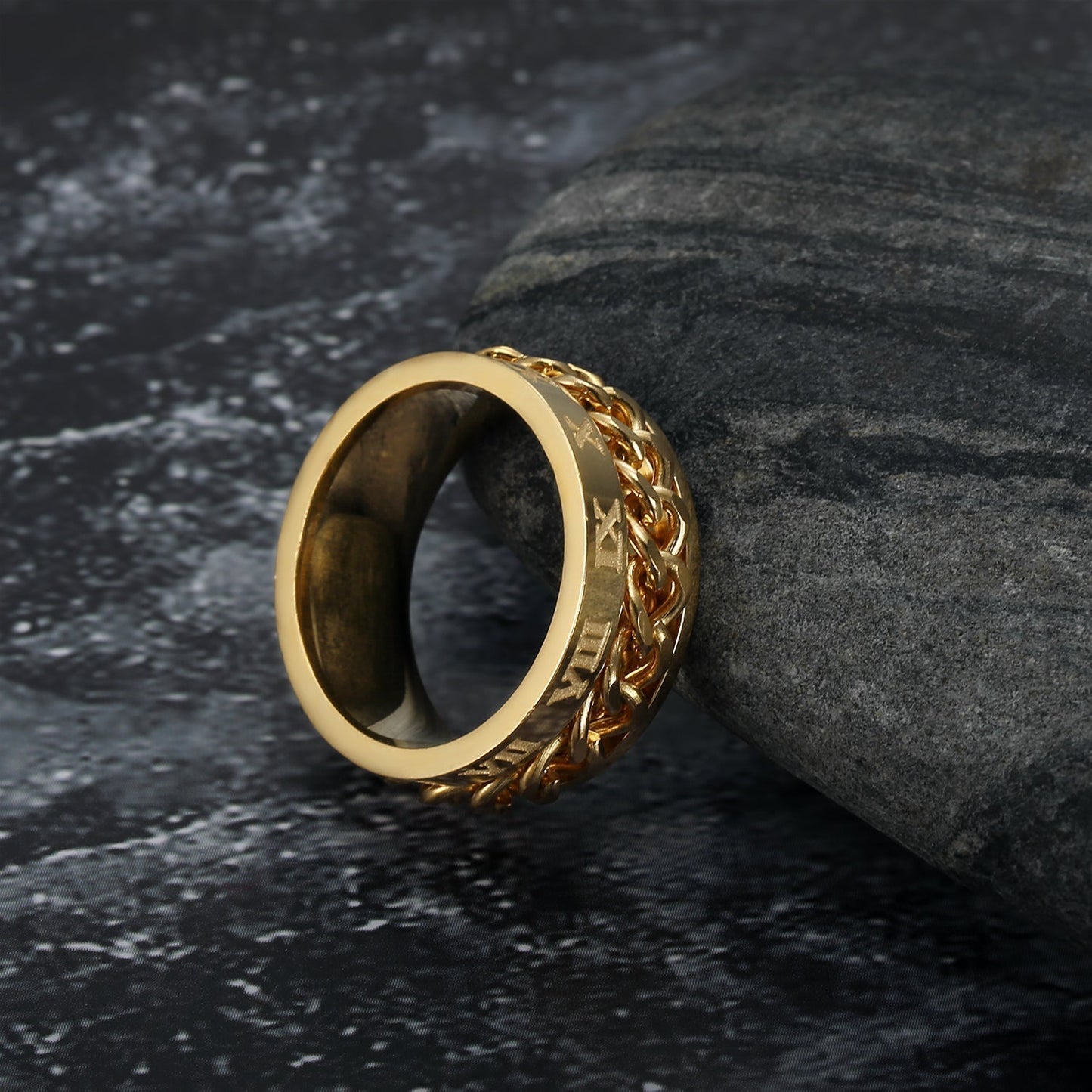 Nordic Pride Handcrafted Stainless Steel Rotating Rune Ring