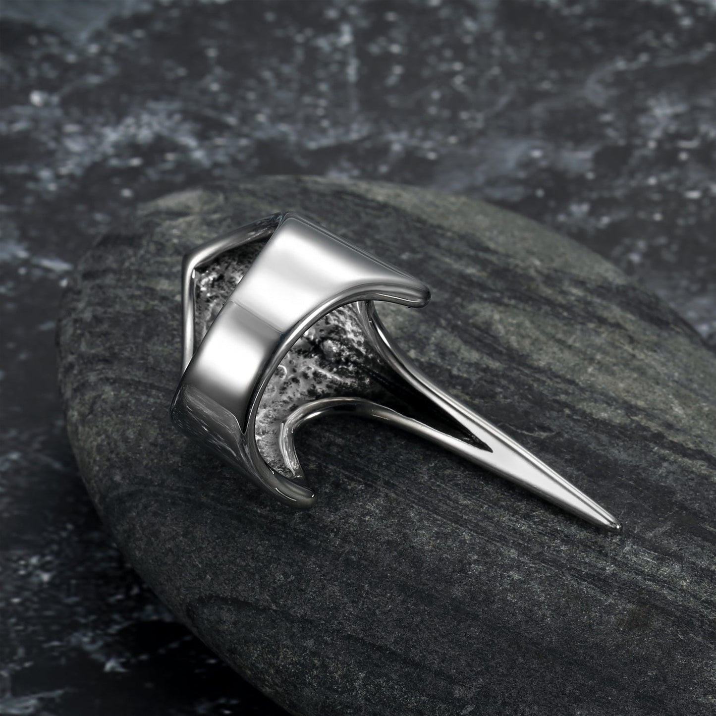 Nordic Pride Handcrafted Stainless Steel Stylized Raven Skull Ring