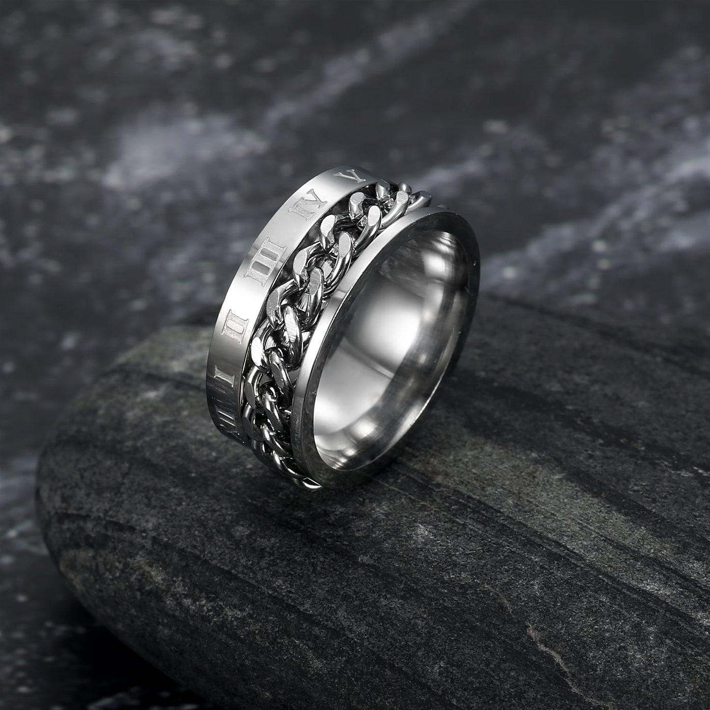Nordic Pride Handcrafted Stainless Steel Rotating Rune Ring