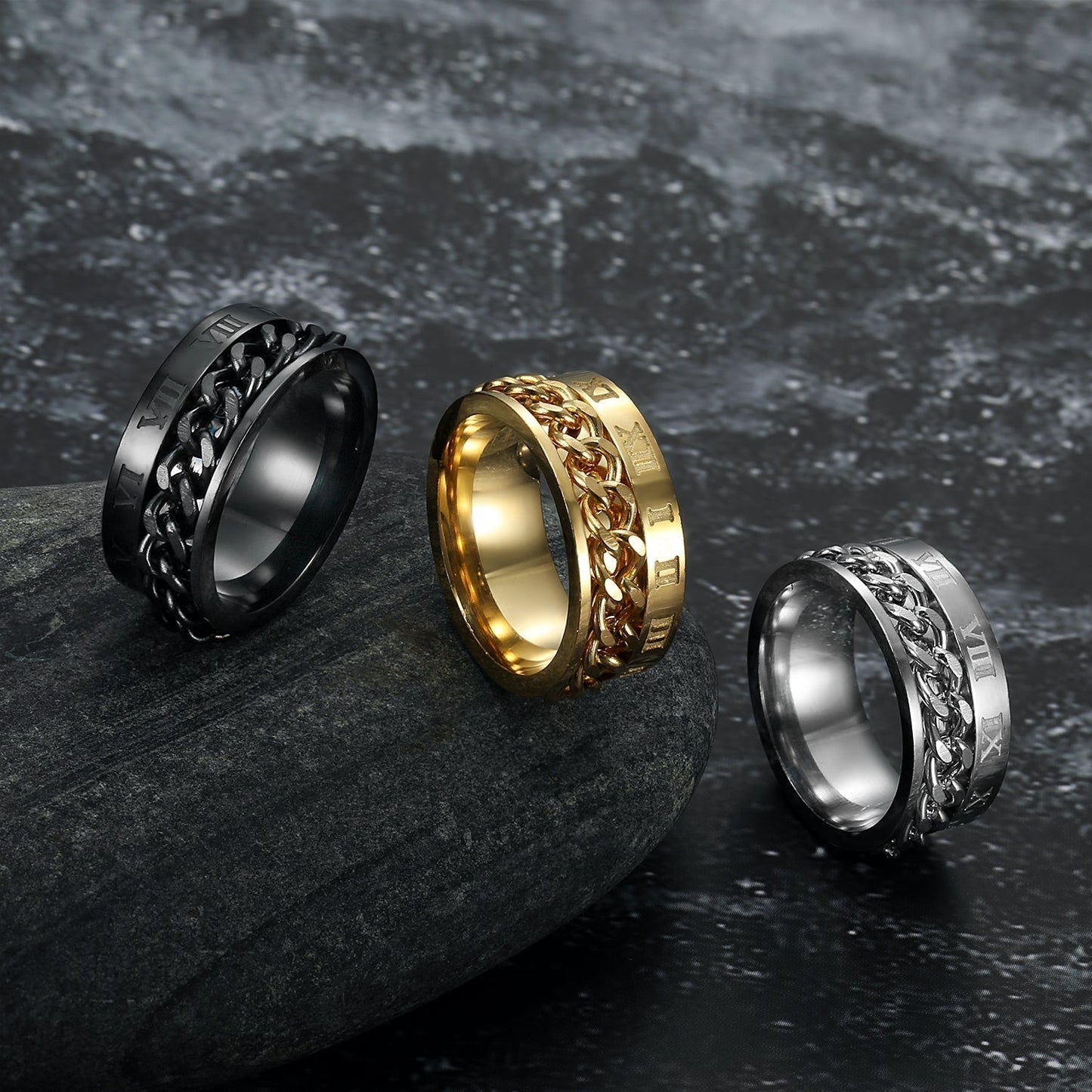 Nordic Pride Handcrafted Stainless Steel Rotating Rune Ring