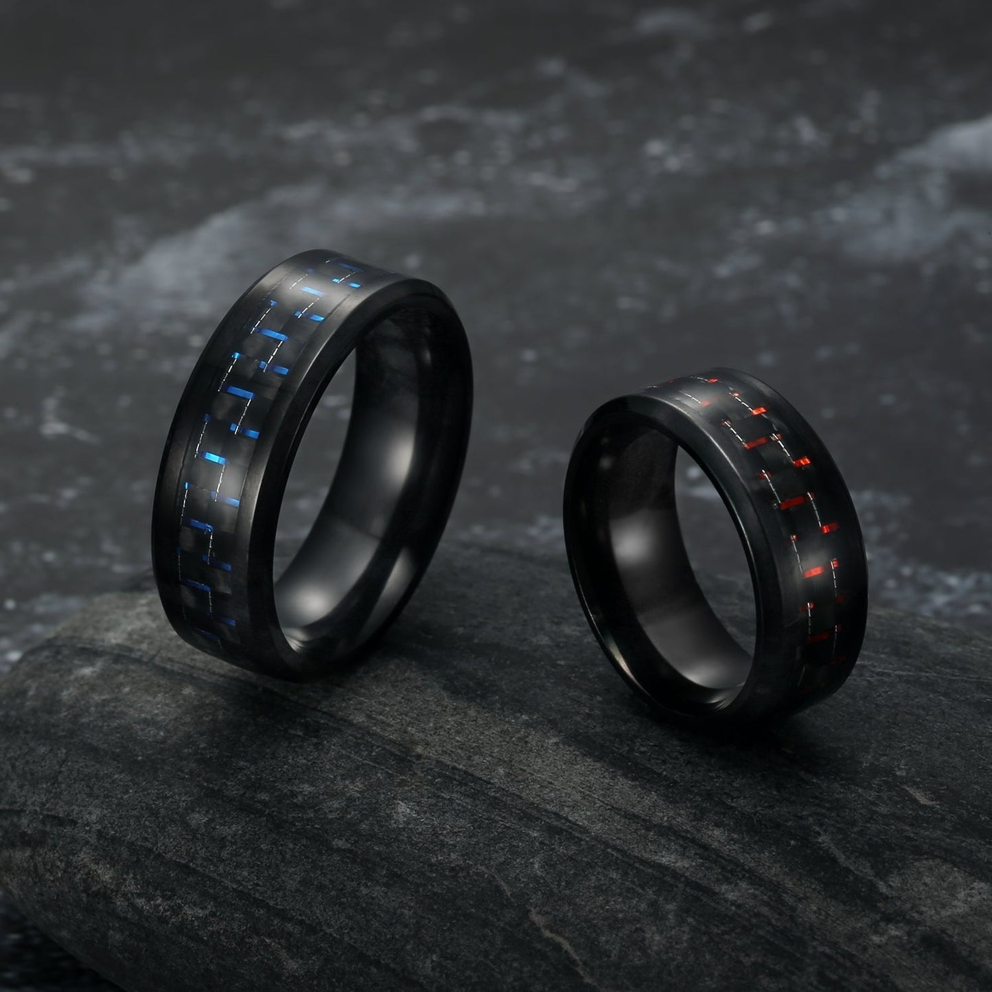 Nordic Pride Carbon Fibre Basilisk Scale Nordic Wedding Rings