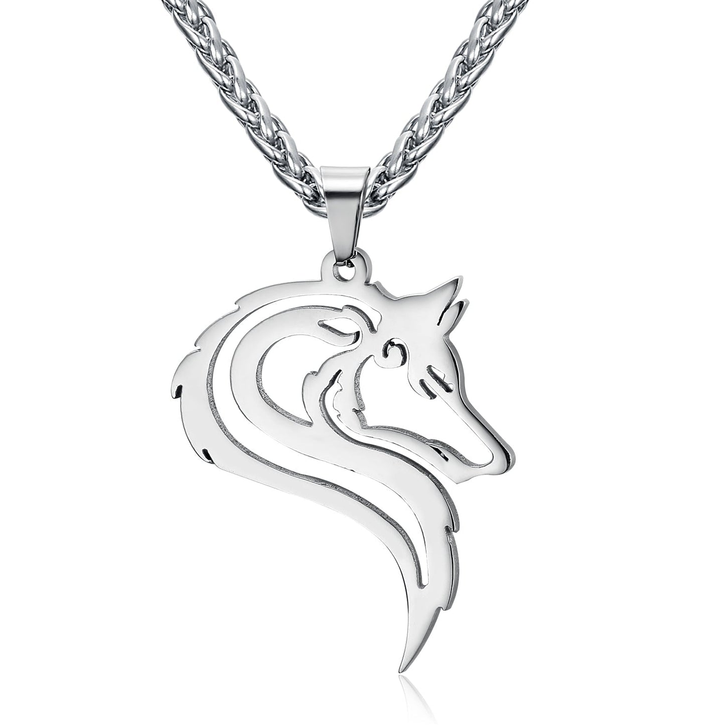 Nordic Pride Handcrafted Stainless Steel Odin's Grey Wolf Head Pendant