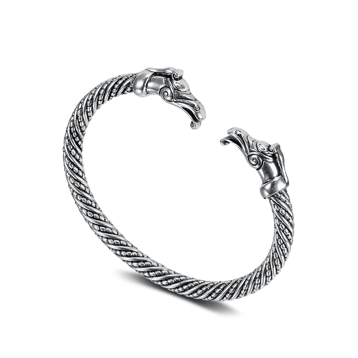 Nordic Pride Handcrafted Stainless Steel Basilisk Head Torc Bracelet