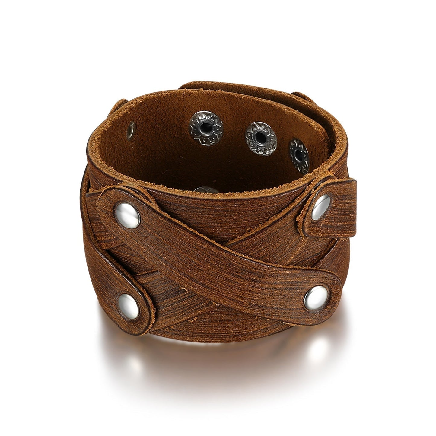 Nordic Pride Leather Cross-Over Studded Arm Ring