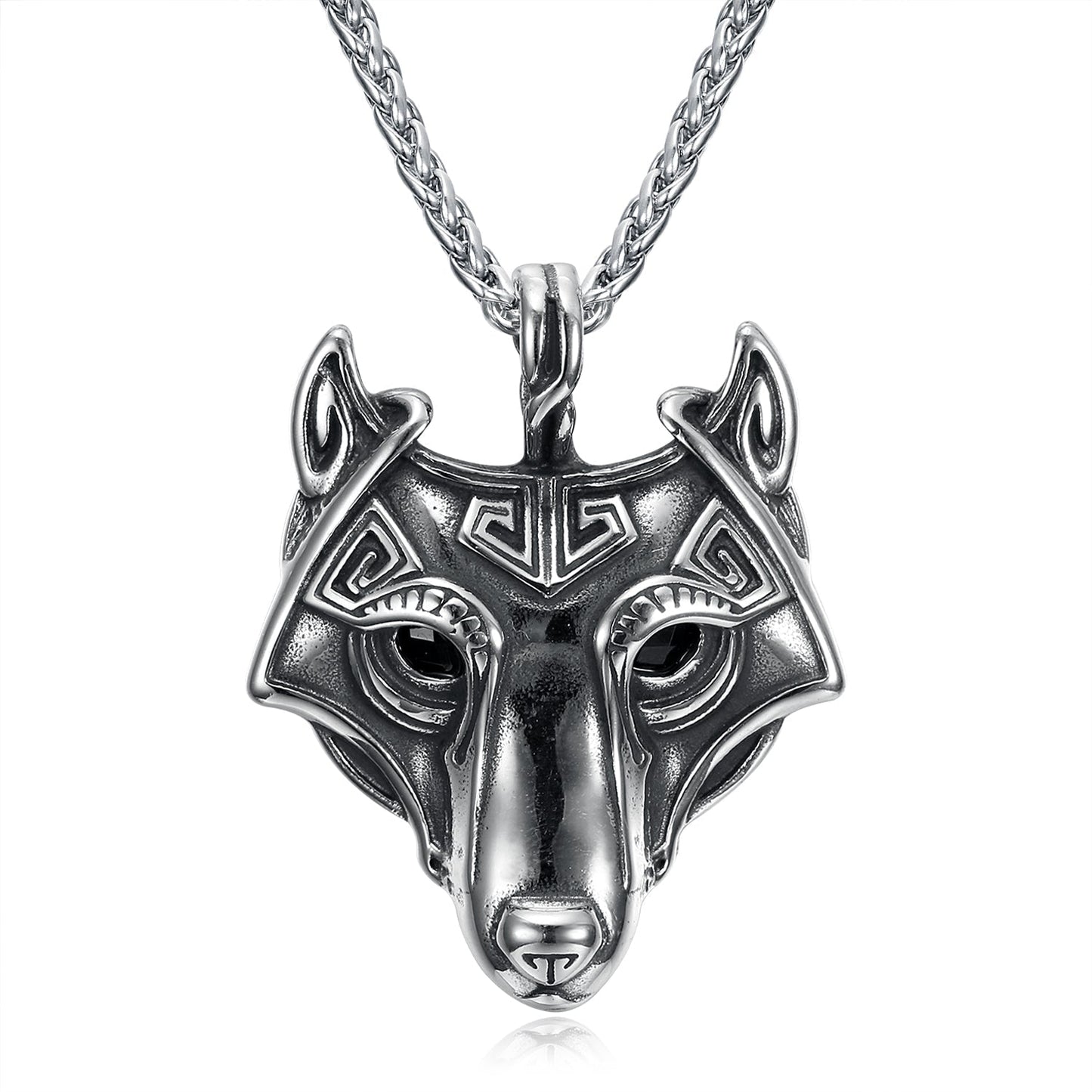 Nordic Pride Handcrafted Stainless Steel Fenrir Pendant on Handcrafted Stainless Steel Chain