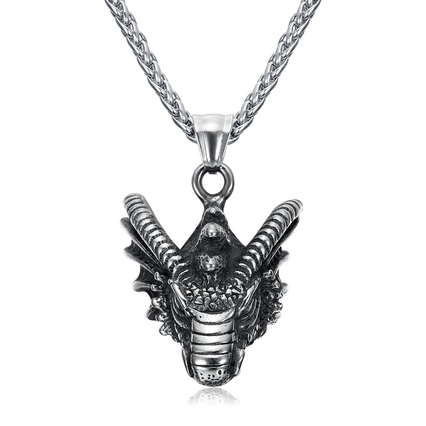 Nordic Pride Handcrafted Stainless Steel Basilisk Head Pendant & Chain