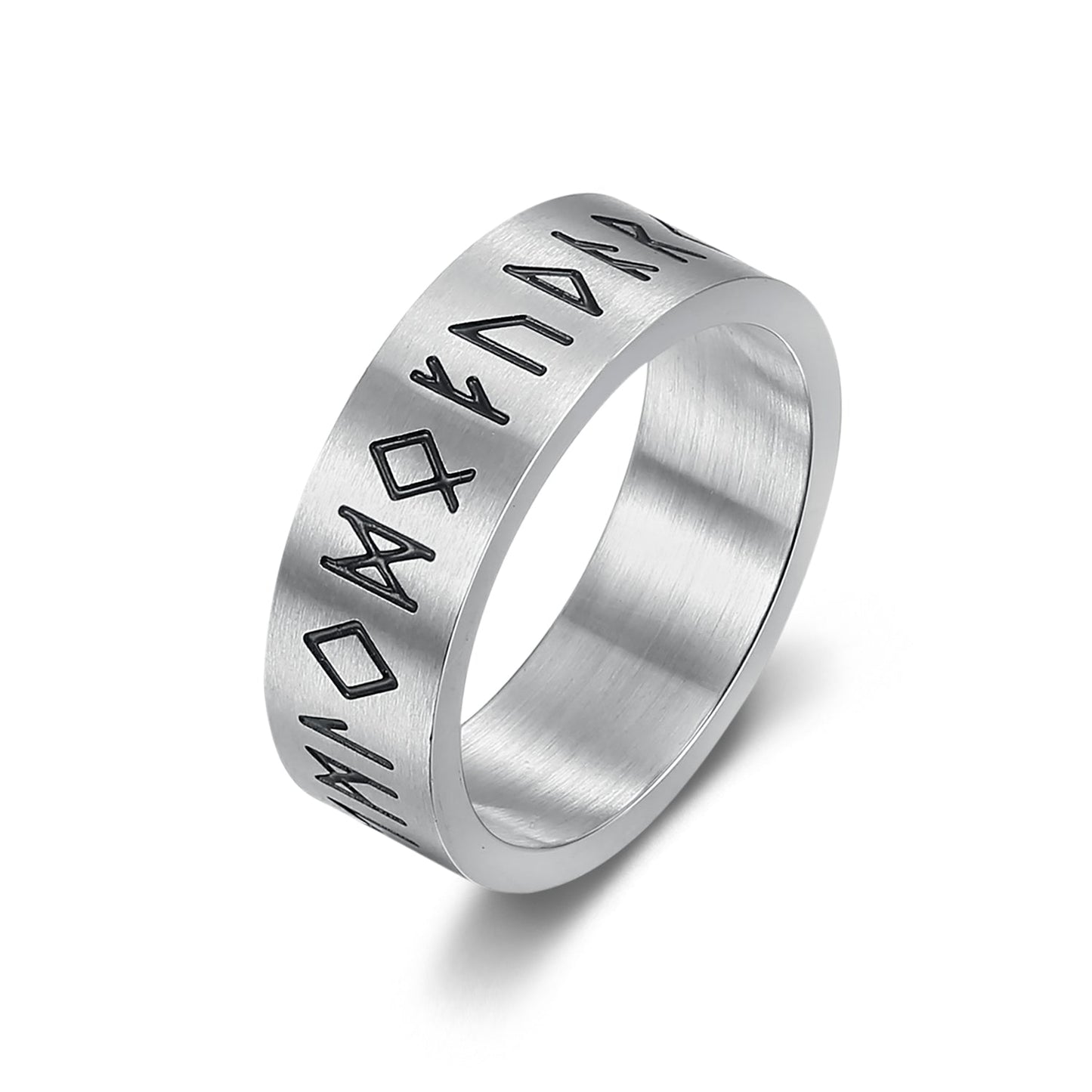 Nordic Pride Handcrafted Stainless Steel Wide Rune Ring