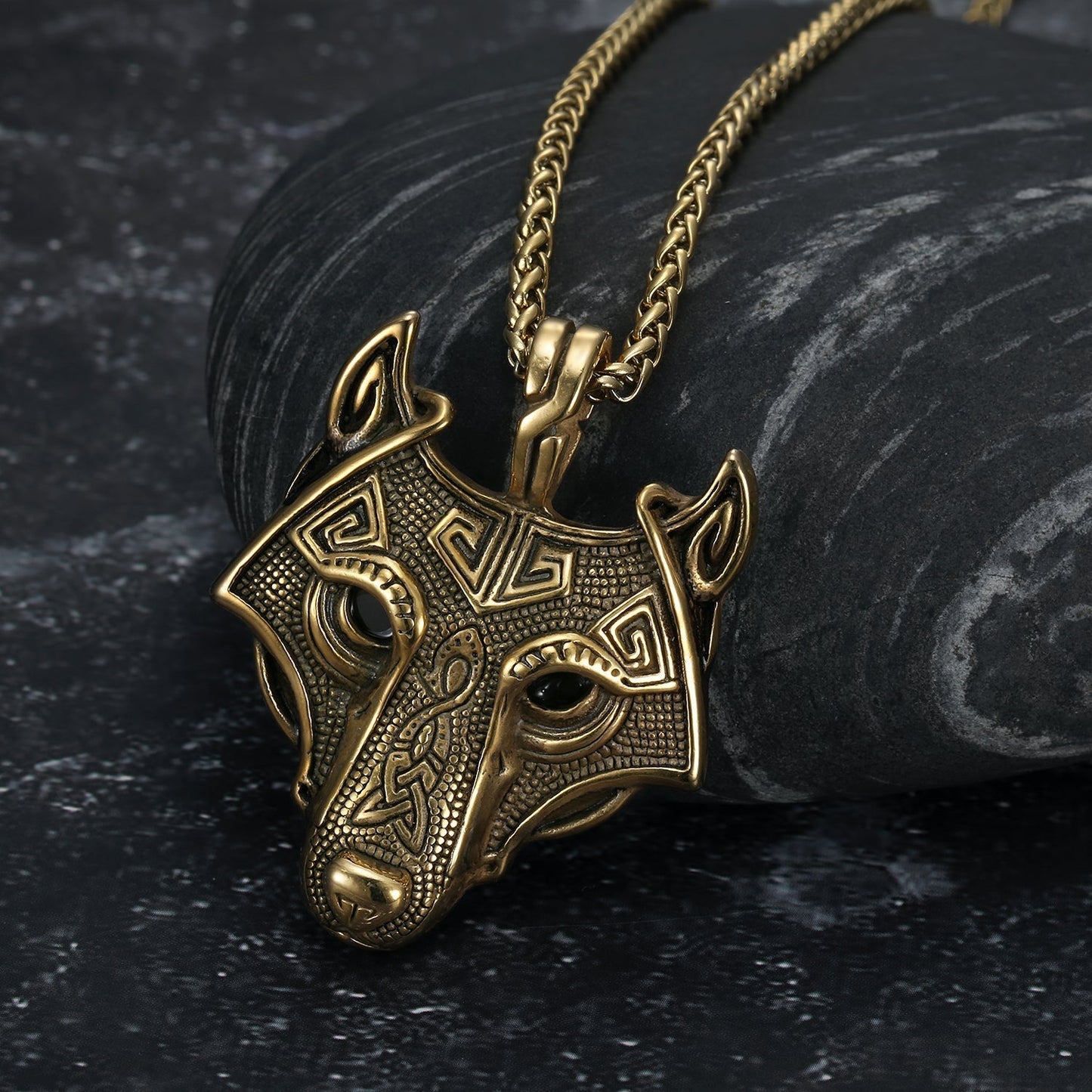 Nordic Pride Grey Wolf  Head Nordic Pendant - Metal Chain