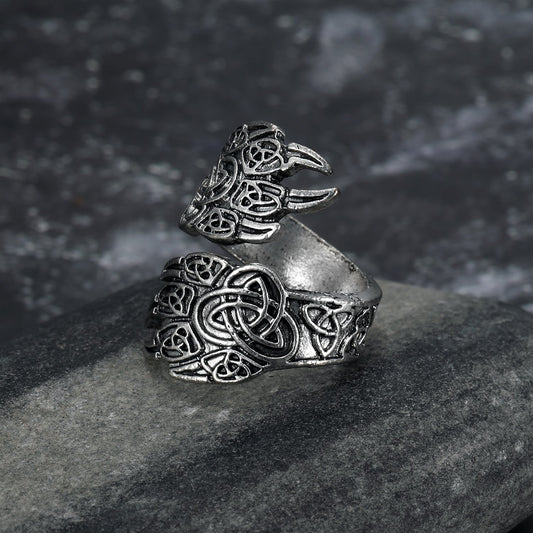 Nordic Pride Handcrafted Stainless Steel Adjustable Bear Paw Ring