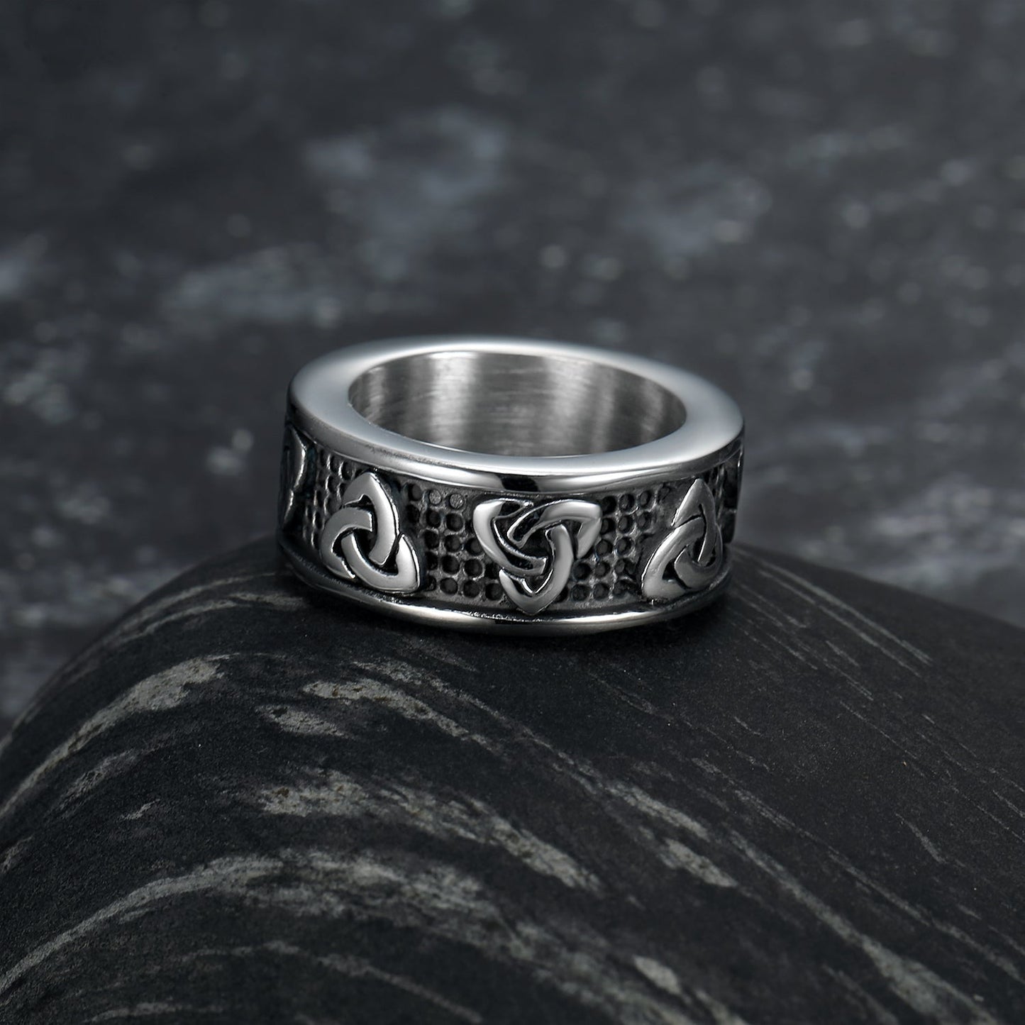 Nordic Pride Handcrafted Stainless Steel Celtic Triquetra Band Ring