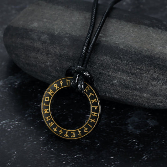 Nordic Pride Circular Horn Rune Pendant & Chain