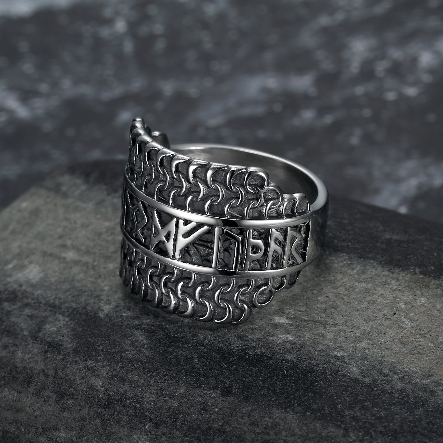 Nordic Pride Handcrafted Stainless Steel Nordic Rune Ring