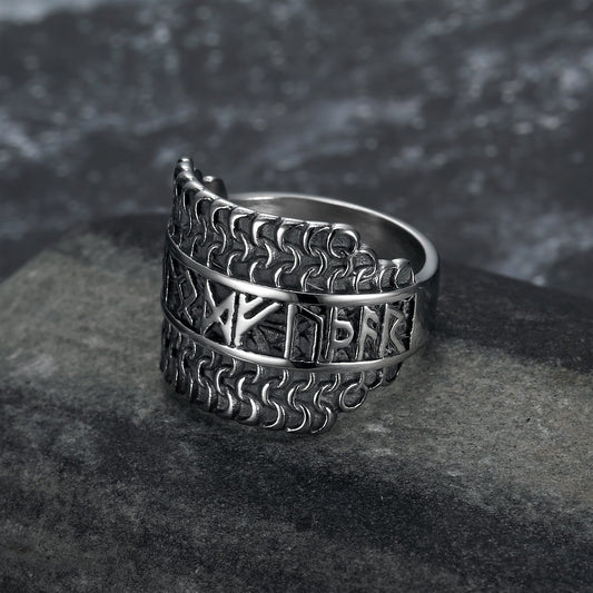 Nordic Pride Handcrafted Stainless Steel Nordic Rune Ring