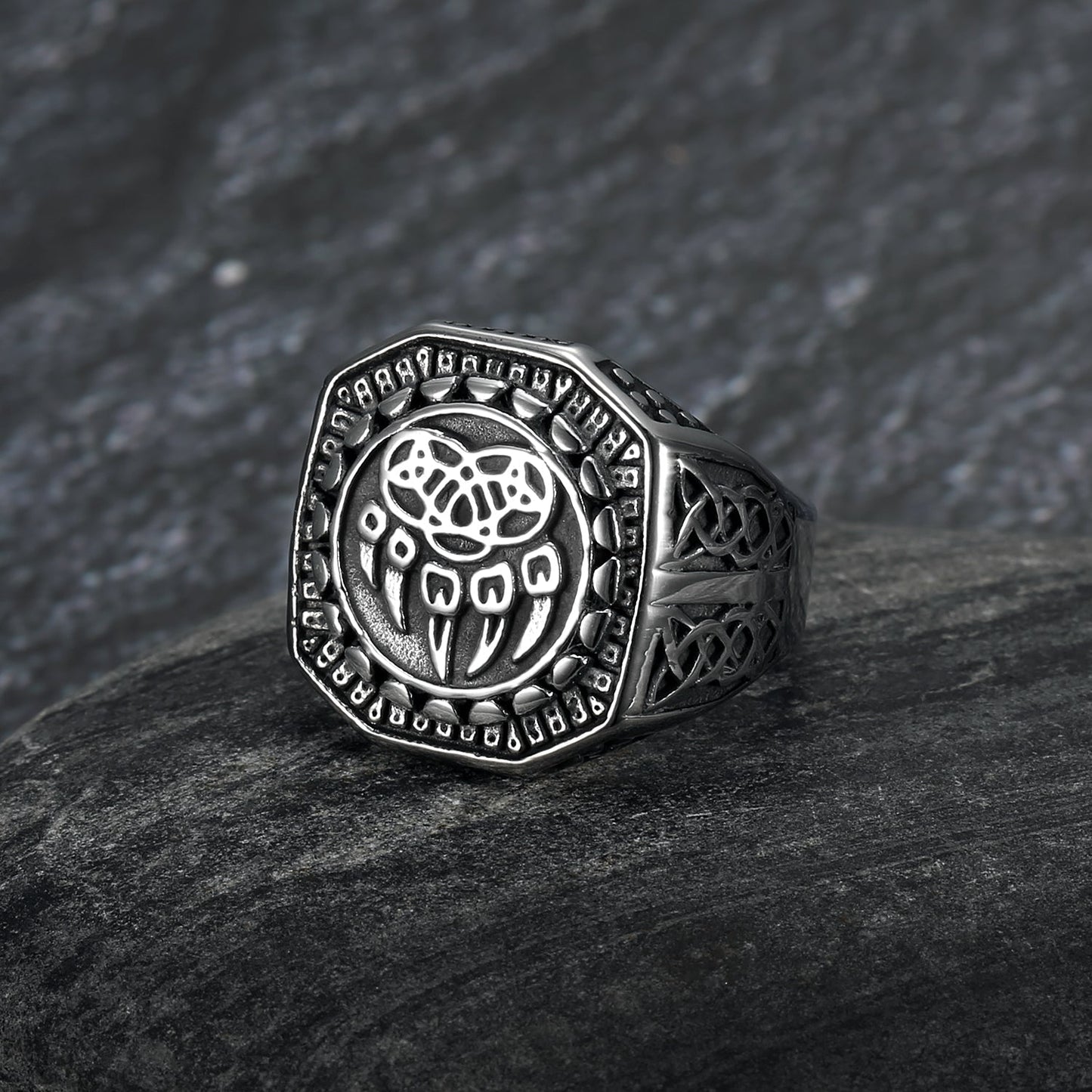 Nordic Pride Handcrafted Stainless Steel Veles Signet Ring