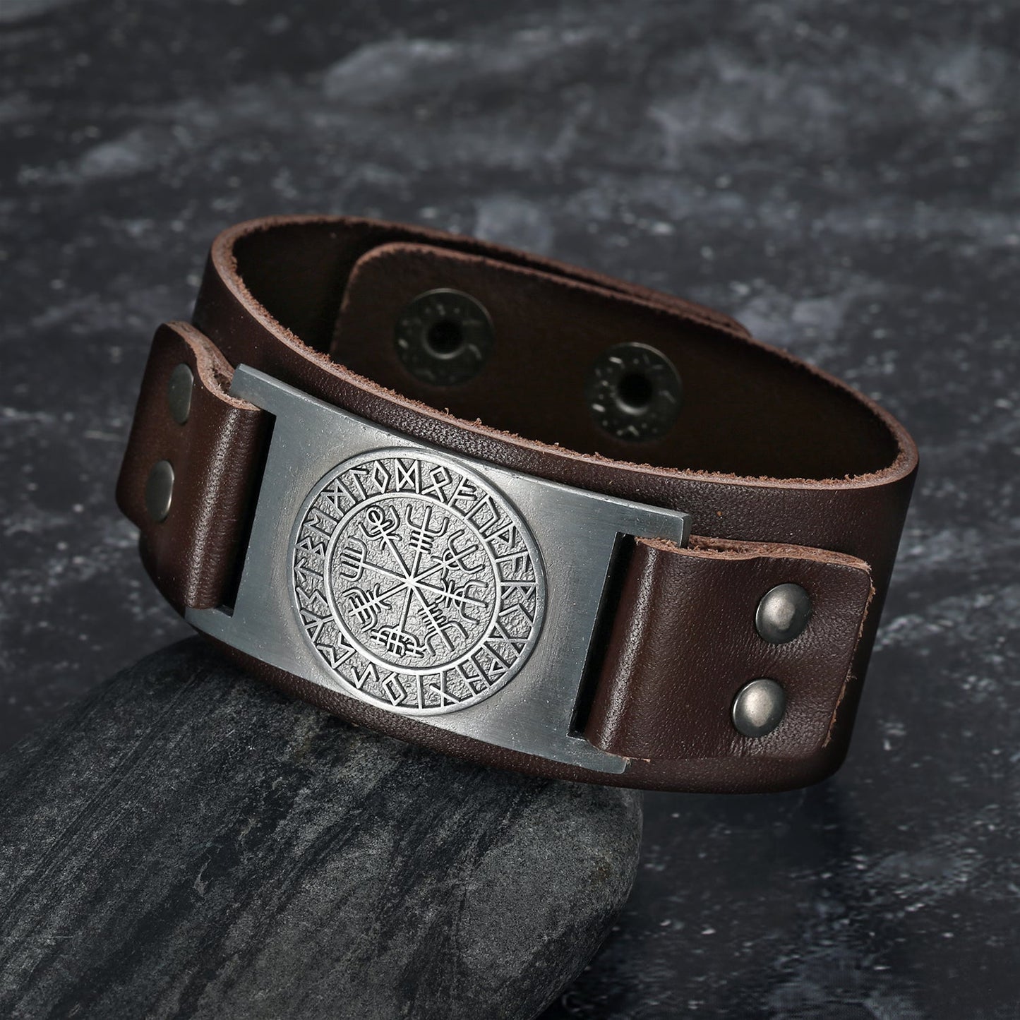 Nordic Pride Leather Nordic Icelandic Stave Arm Cuff