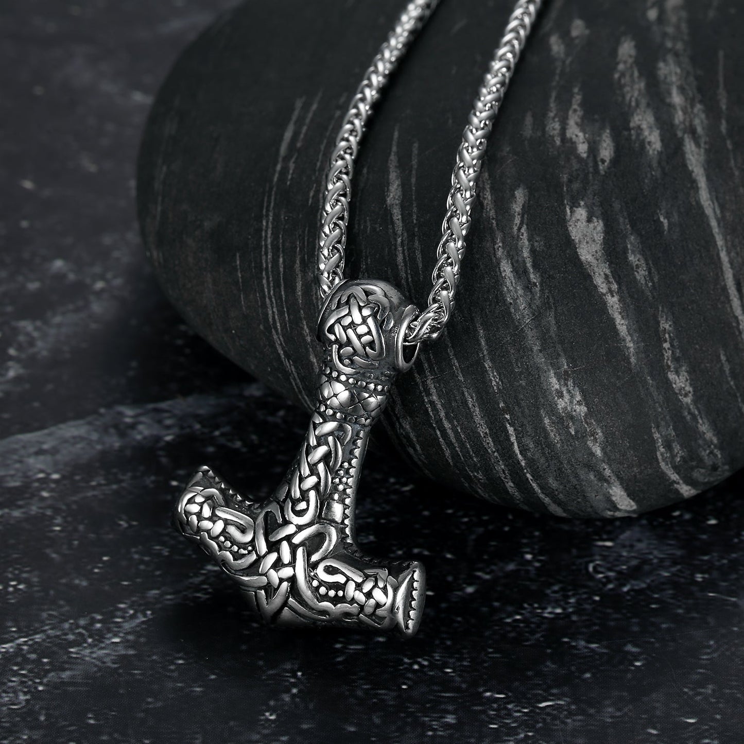 Nordic Pride Handcrafted Stainless Steel Fenrir Mjolnir Pendant