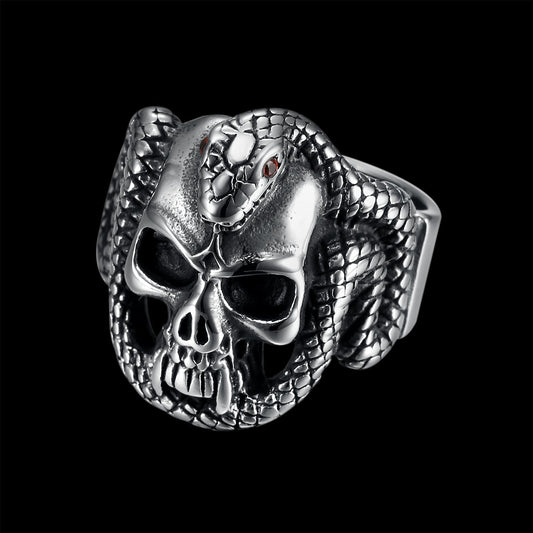 SNAKE BITE SKULL RING