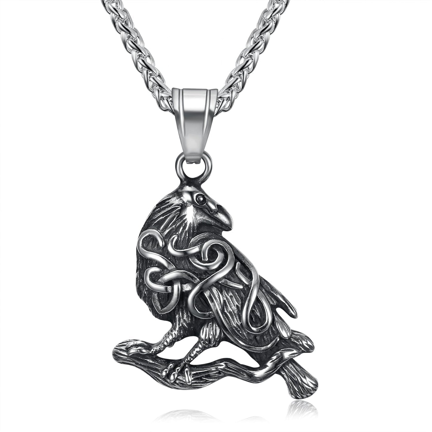 Nordic Pride Handcrafted Stainless Steel Raven Pendant & Chain