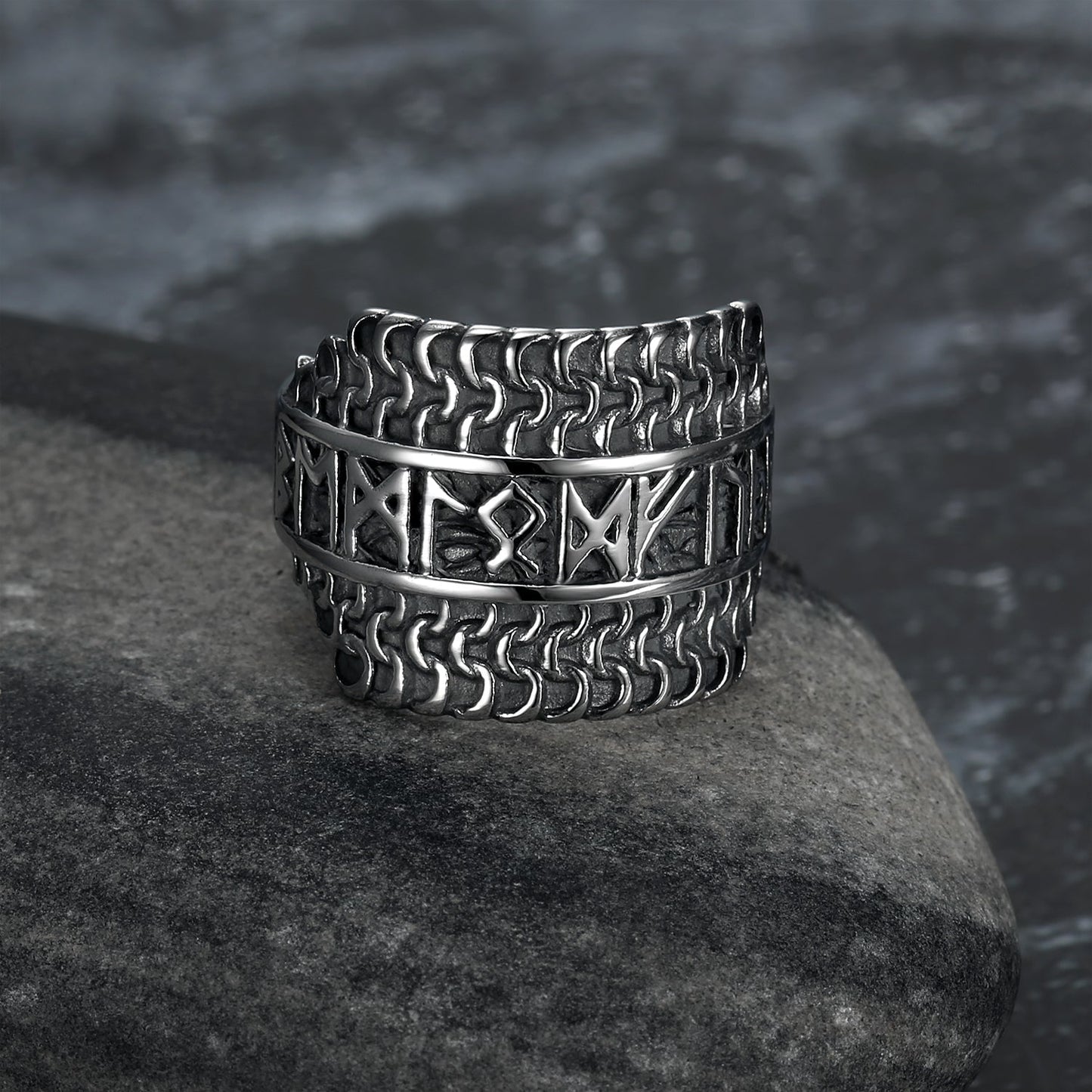 Nordic Pride Handcrafted Stainless Steel Nordic Rune Ring