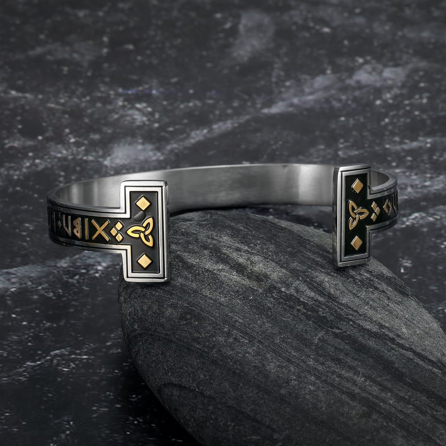 Nordic Pride Handcrafted Stainless Steel Elder Futhark Rune Bracelet