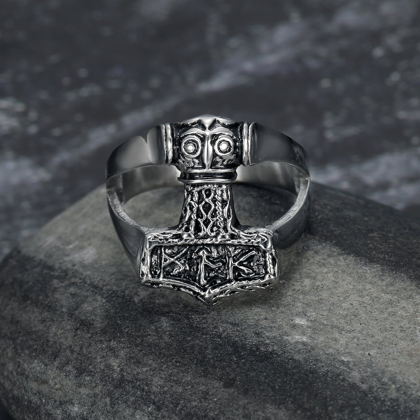 Nordic Pride Handcrafted Stainless Steel Thor's Gavel Ring