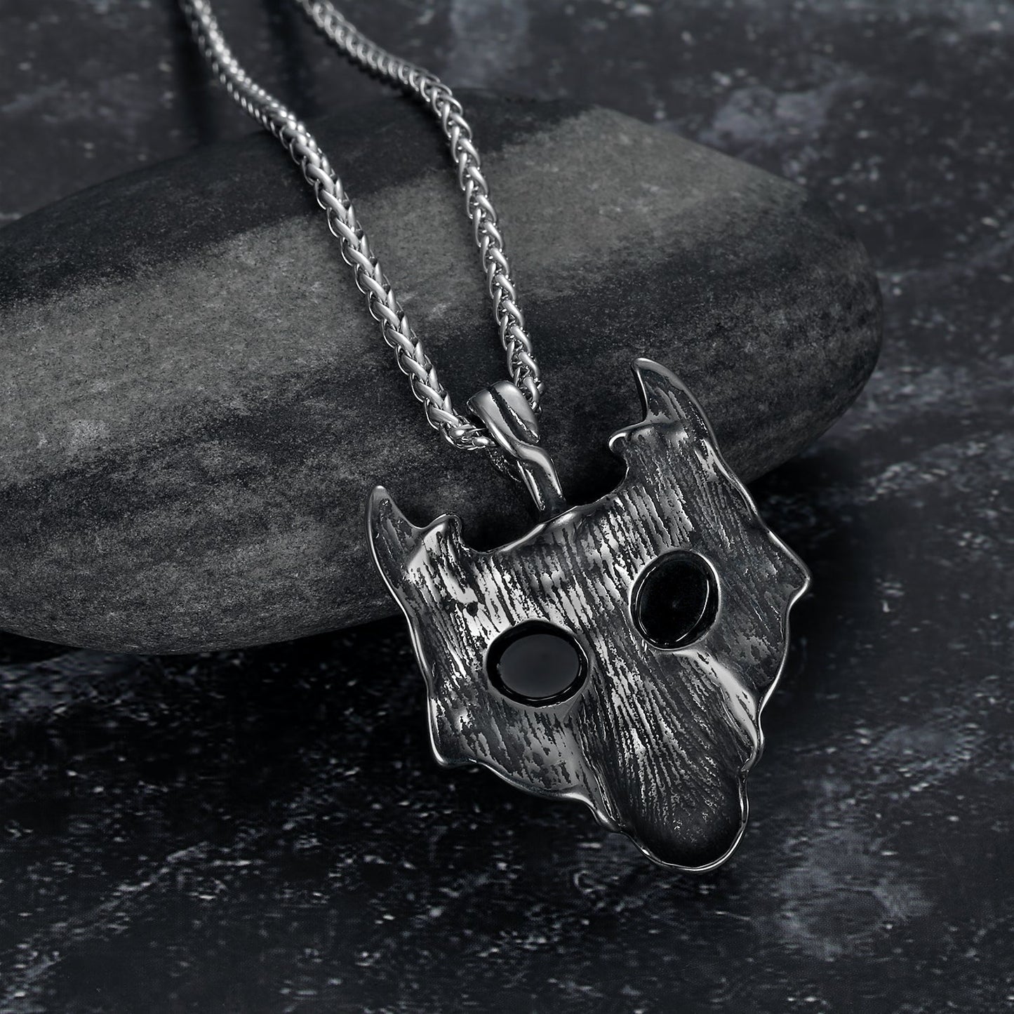 Nordic Pride Grey Wolf  Head Nordic Pendant - Metal Chain