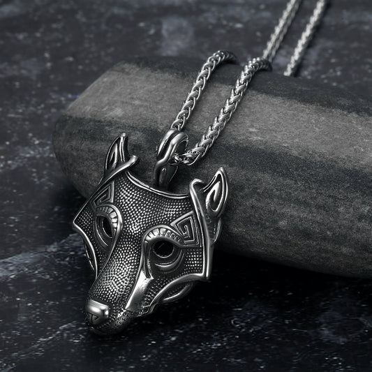 Nordic Pride Handcrafted Stainless Steel Fenrir Pendant on Handcrafted Stainless Steel Chain