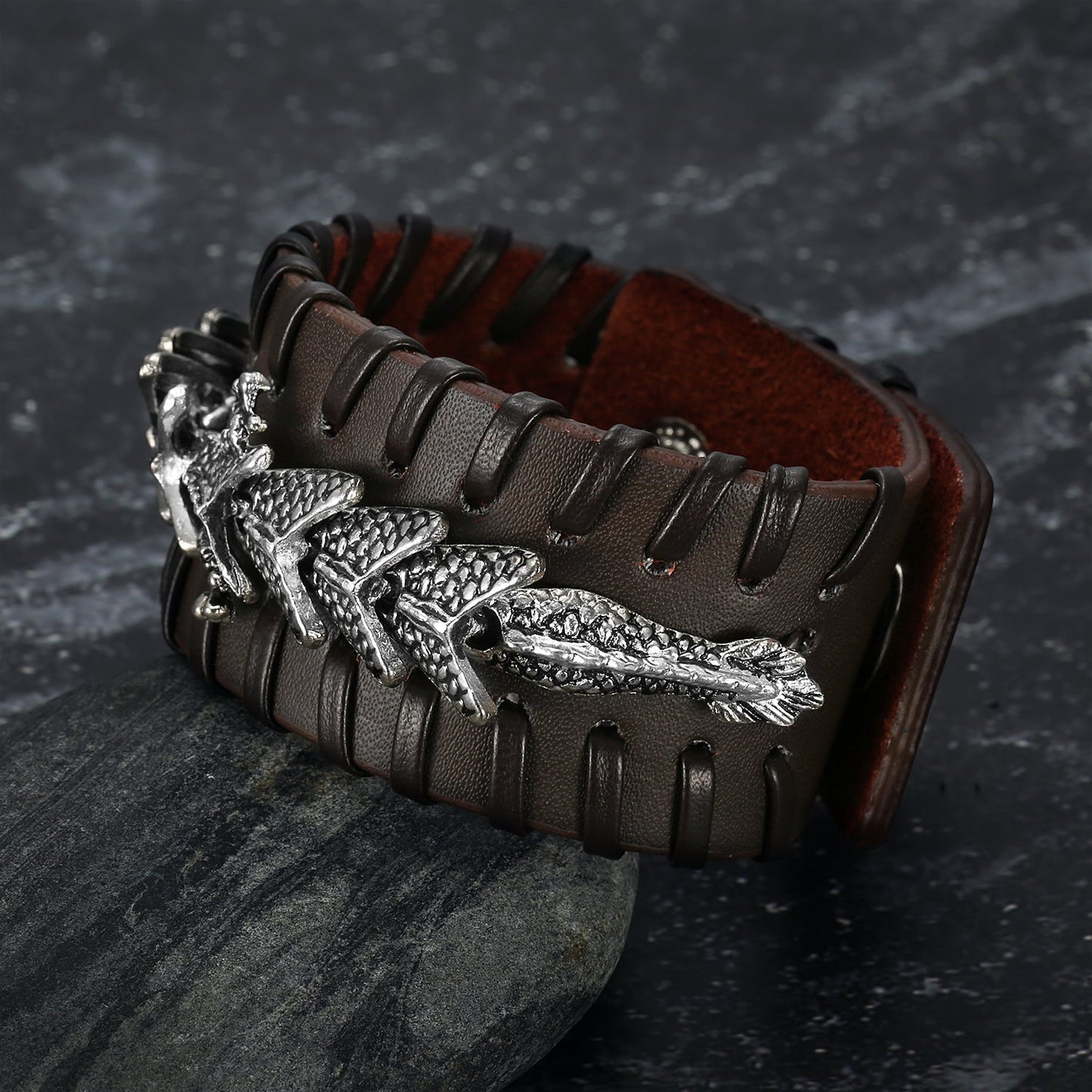 Nordic Pride Leather Basilisk Cuff