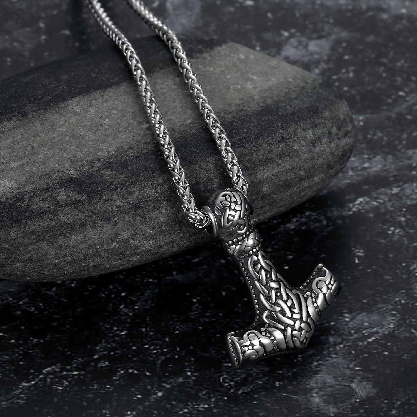 Nordic Pride Handcrafted Stainless Steel Fenrir Mjolnir Pendant