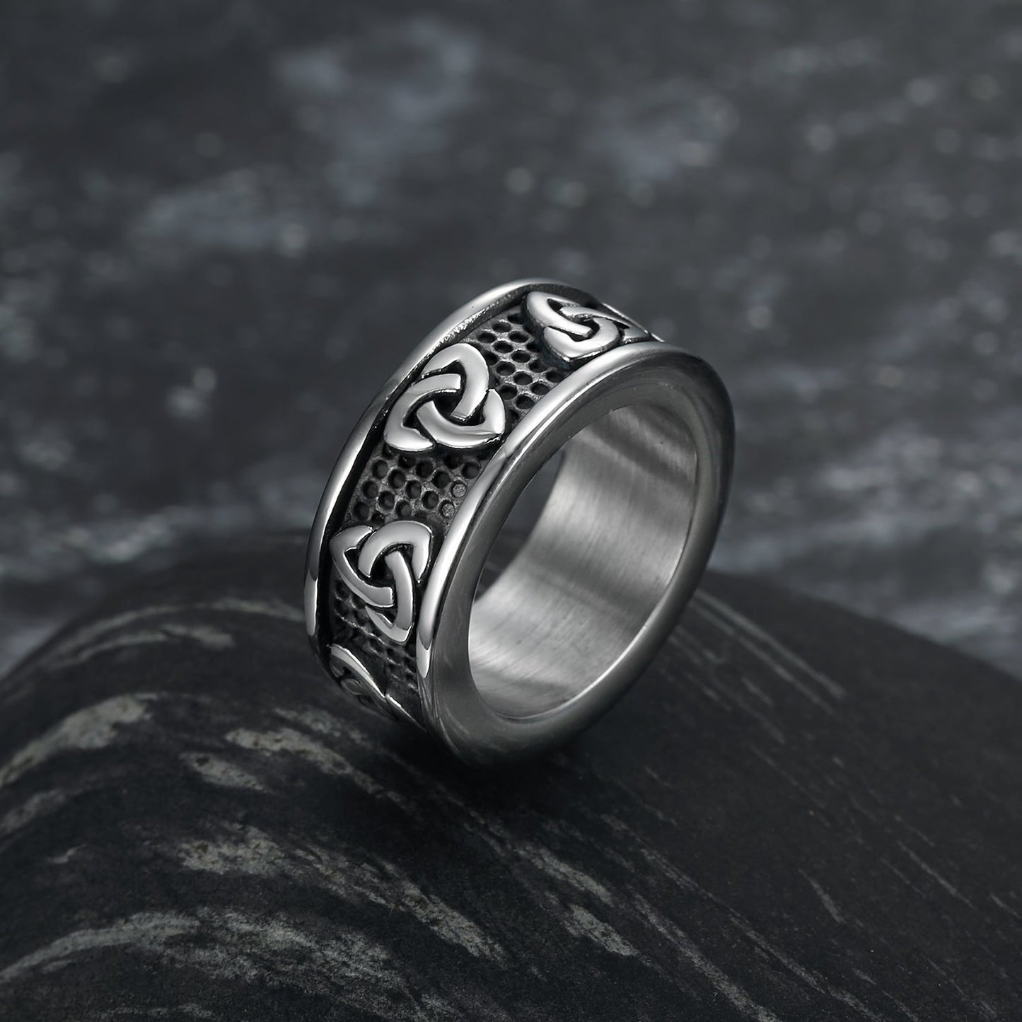 Nordic Pride Handcrafted Stainless Steel Celtic Triquetra Band Ring