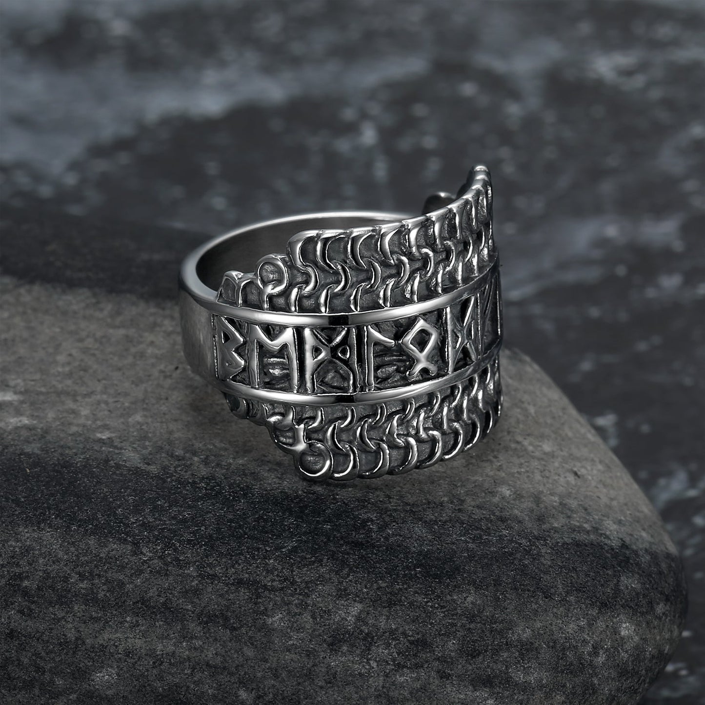 Nordic Pride Handcrafted Stainless Steel Nordic Rune Ring