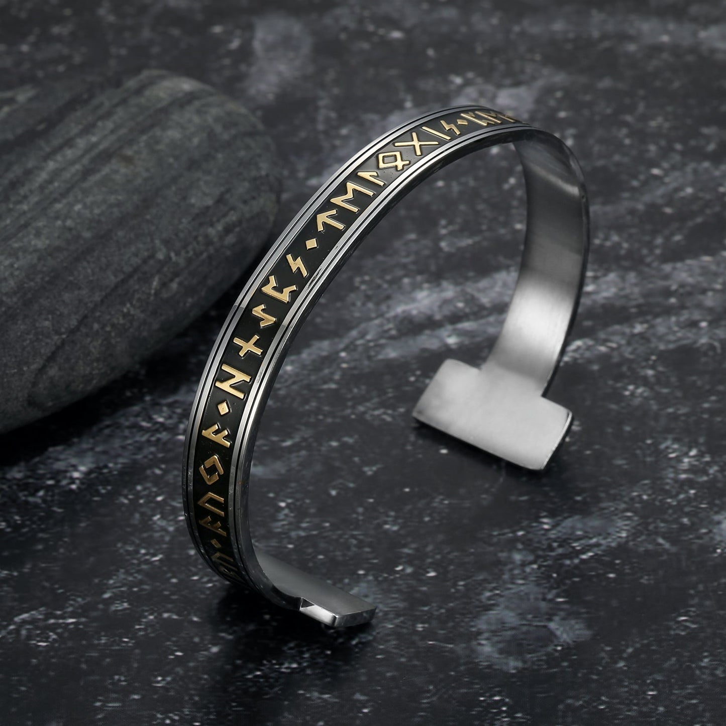 Nordic Pride Handcrafted Stainless Steel Elder Futhark Rune Bracelet