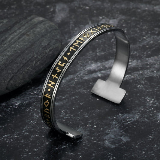 Nordic Pride Handcrafted Stainless Steel Elder Futhark Rune Bracelet