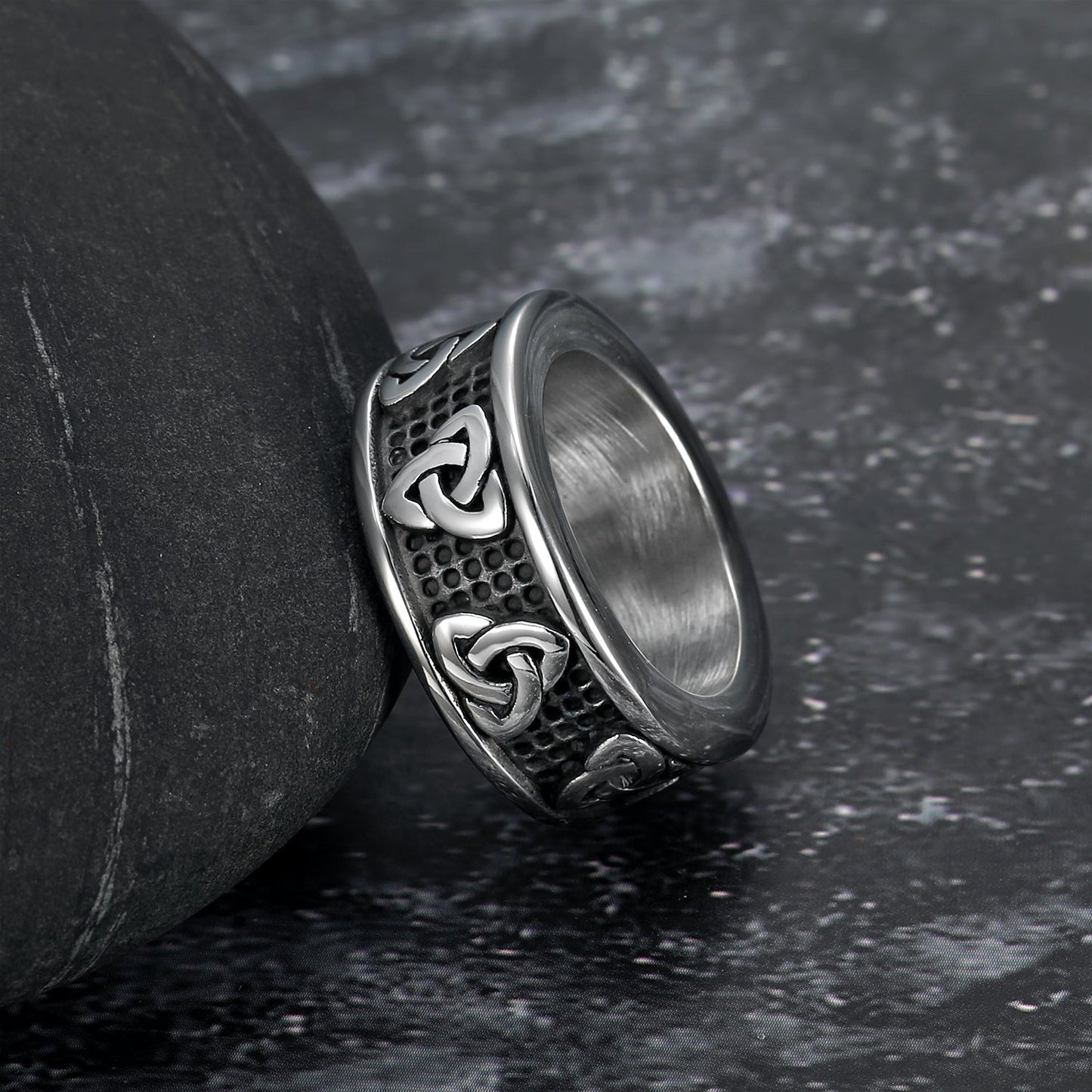 Nordic Pride Handcrafted Stainless Steel Celtic Triquetra Band Ring