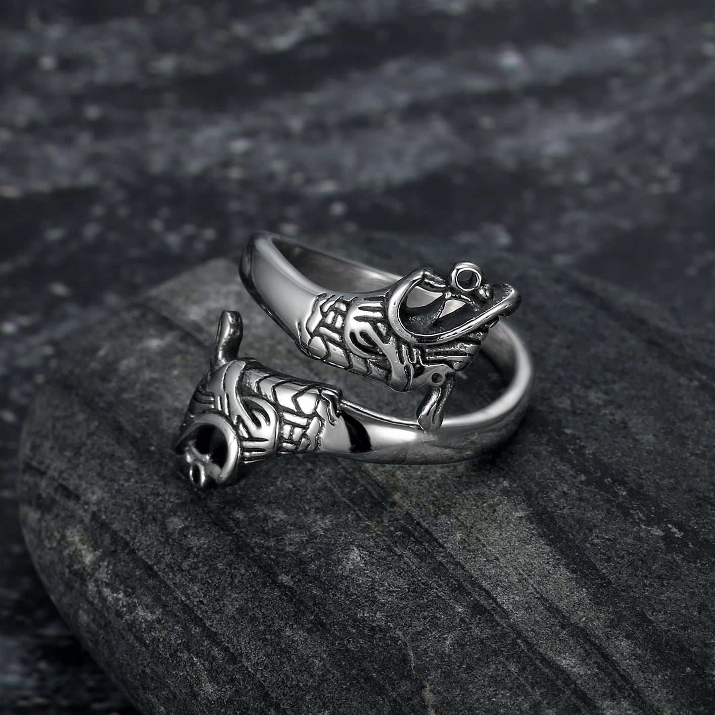 Nordic Pride Handcrafted Stainless Steel Adjustable Jormungand Ring