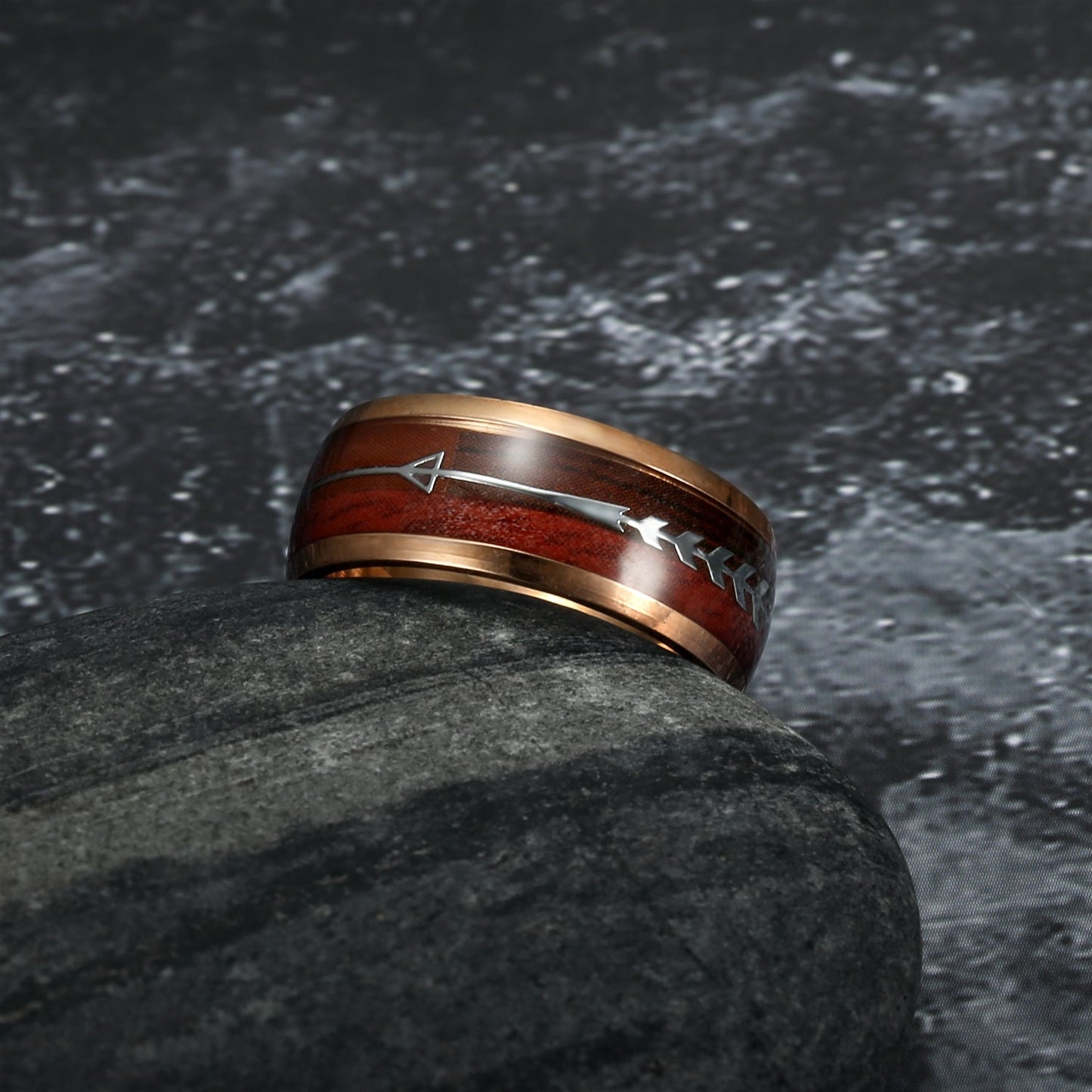 Nordic Pride Tungsten Wedding Ring With Wood and Arrow Inset