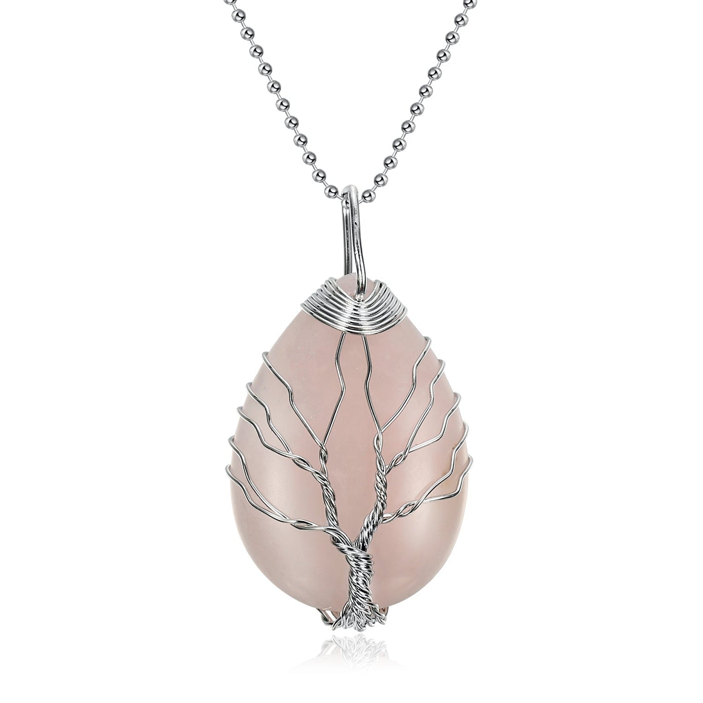 Nordic Pride Celtic Tree of Life Pendant & Chain on Teardrop Semi-Precious Stone