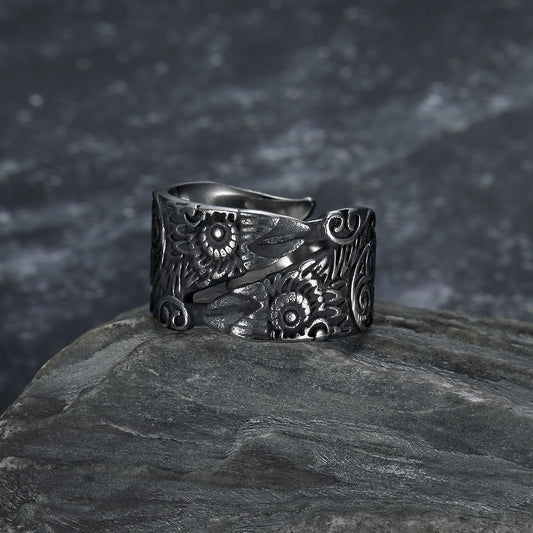 Nordic Pride Handcrafted Stainless Steel Adjustable Raven Ring