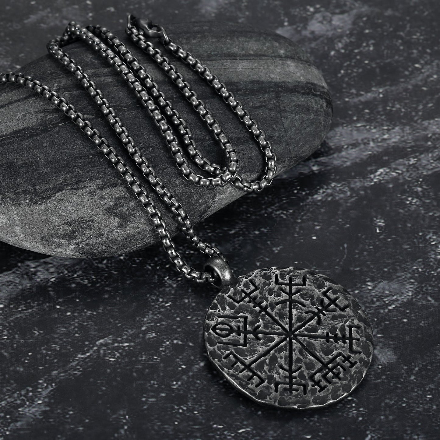 Nordic Pride Ornate Icelandic Stave and Helm of Terror Pendant & Chain